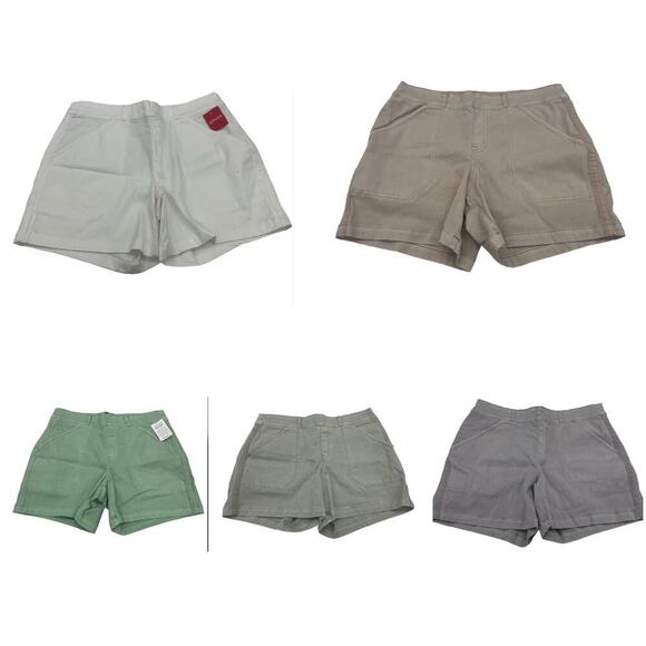 SPANX Stretch Twill Slimming Shorts Chino XL Pull On Bundle Green Blue Gray Tan - Picture 1 of 10